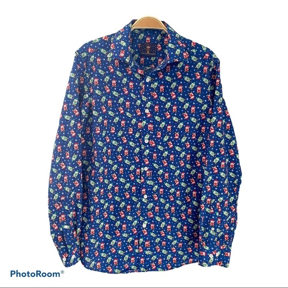 Simon Banks X-Mas print Button down Men's Shirt-S - Picture 1 of 10
